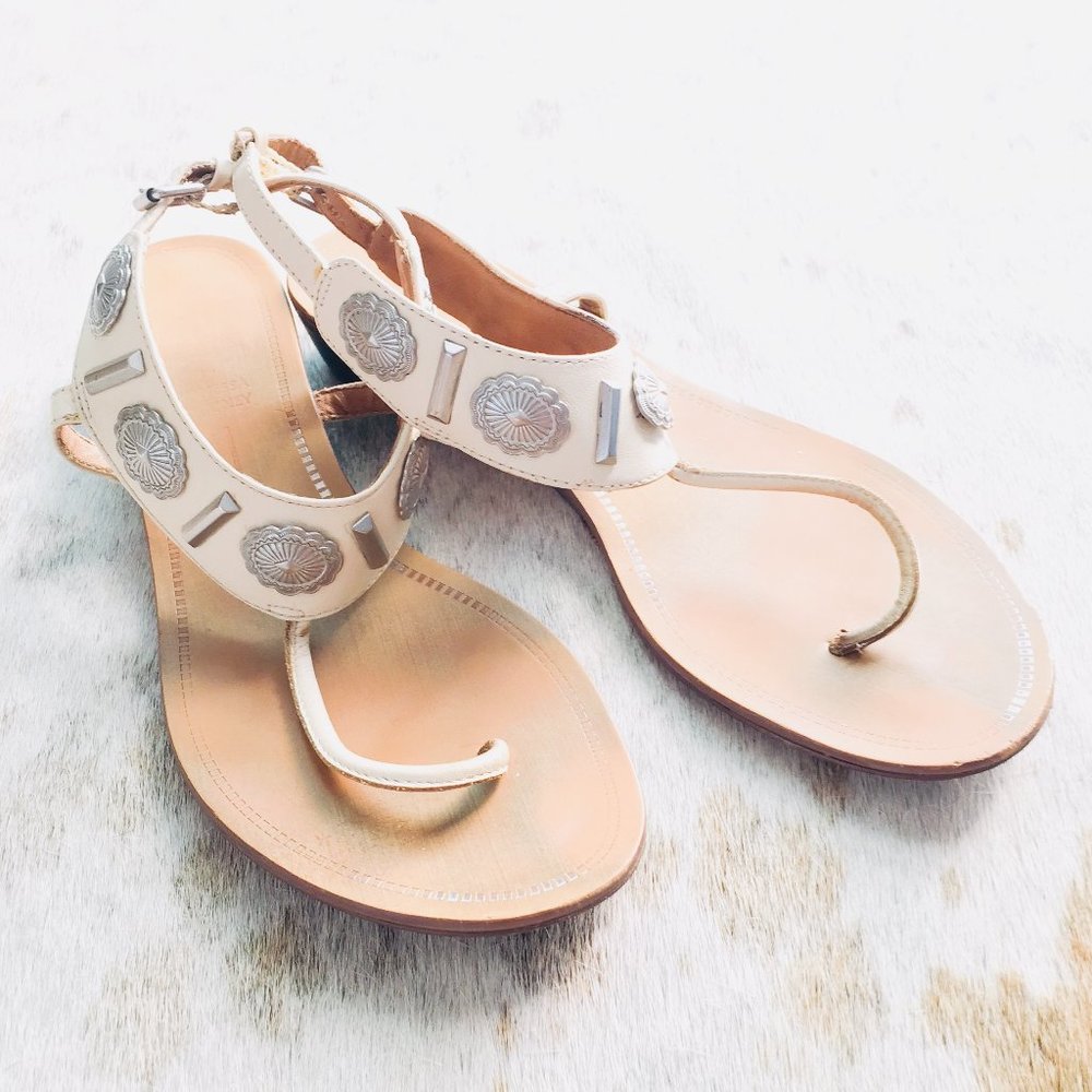 Western Concho Leather Sandals.